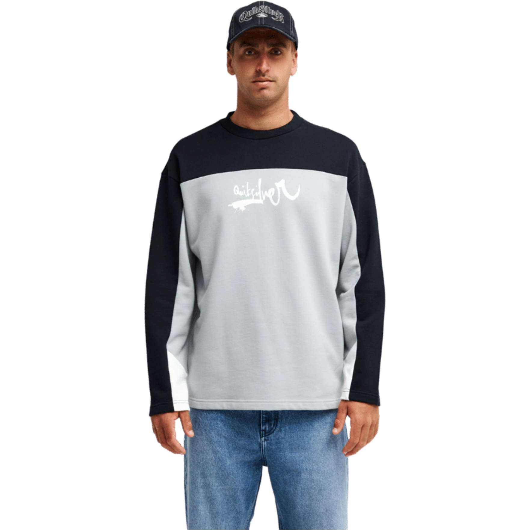 2026 Quiksilver Mens YG Factor Crew Sweatshirt EQYFT05228 - Quarry